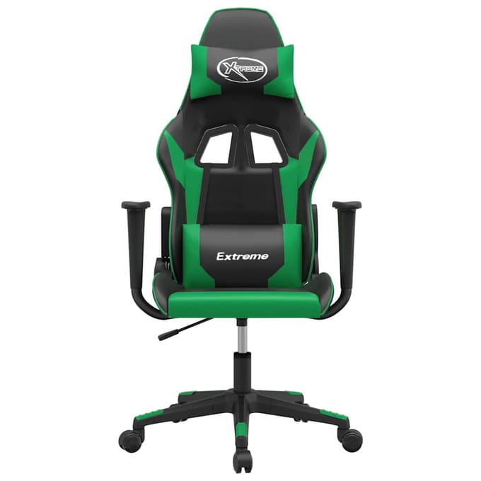 vidaXL - Massage - gamestoel - kunstleer - zwart - en - groen
