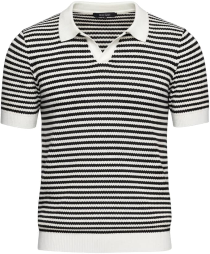 OMBRE Polo - Slim Fit - Viscose - Korte Mouw Zwart S