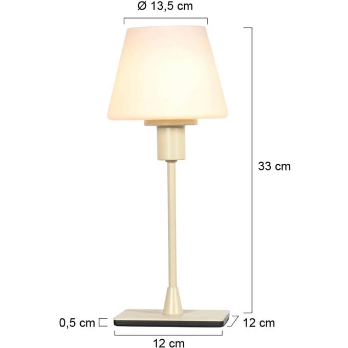 Steinhauer Tafellamp Ancilla, crèmekleurig, hoogte 33 cm, metaal, glas, E14