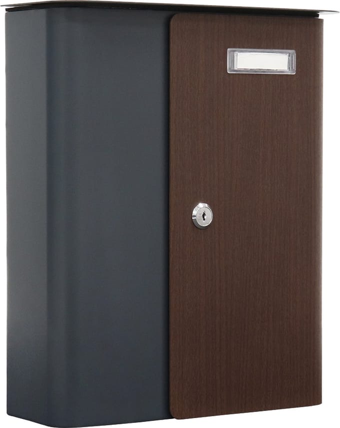 Rottner Brievenbus Splashy Antraciet met Houtlook Deur - 35,7x29,5x10cm