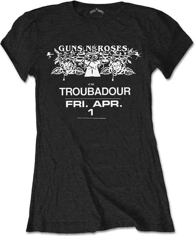 Guns N' Roses - Troubadour Flyer Dames T-shirt - S - Zwart