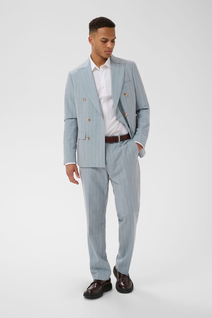 Slim fit colbert van wol met dubbele rij
