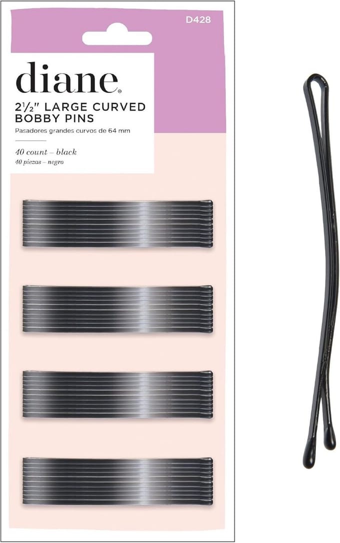 Gebogen Haarspelden voor Vrouwen - Bulk Pack van 40 Grote Bobby Pins - 6,3 cm - Zwart