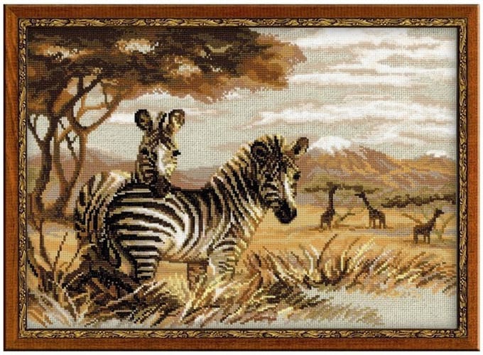 Borduurpakket Zebra's in de savanne