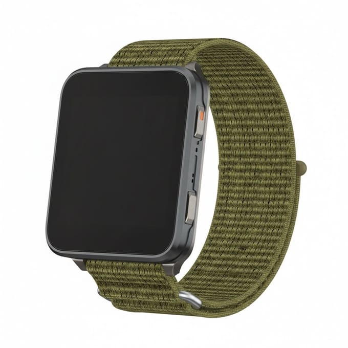Nylon loop bandje - geschikt voor Garmin Venu X1 - klittenband - army