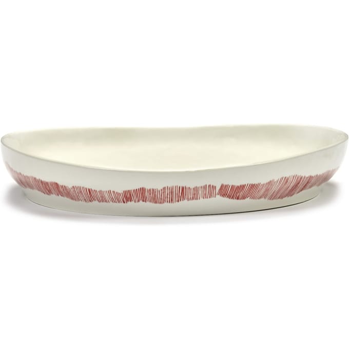 Serax Feast Dienblad M - wit / Stripes Rood