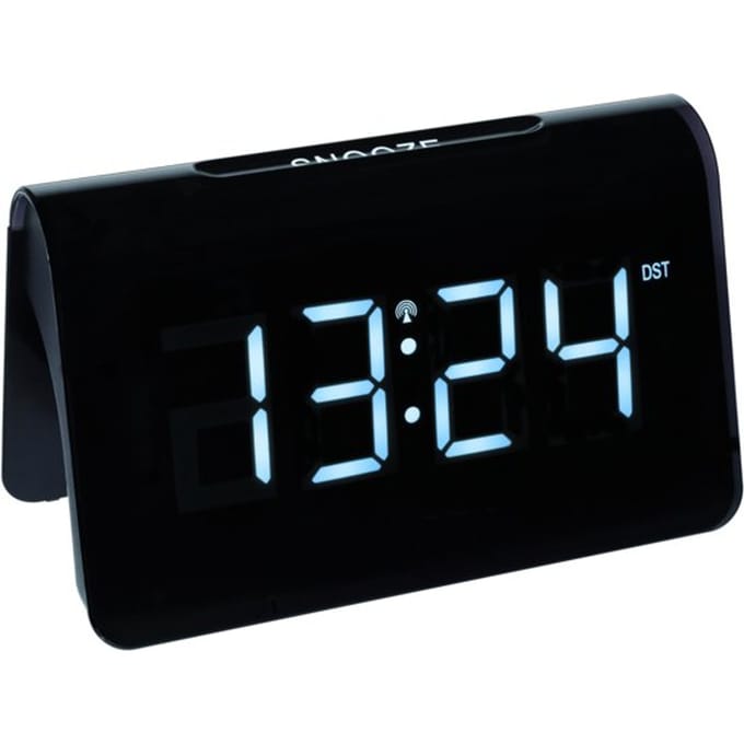 TFA Zendergestuurde Design Led Wekker - Alarm Met Snoozefunctie - Zwart - Wit