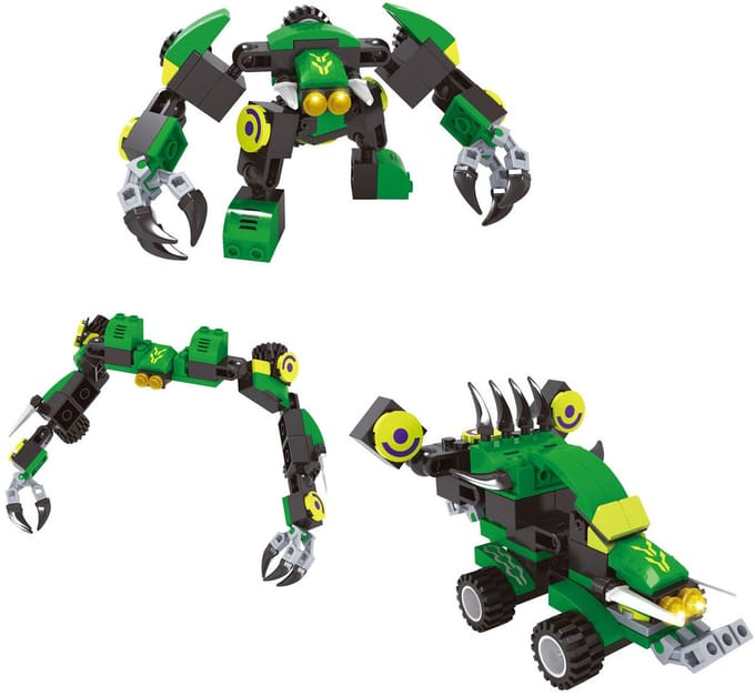Lobbes bouwset Titan transformeer robot groen 76-delig speelgoed.