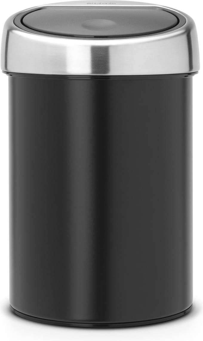 Brabantia Touch Bin Prullenbak - 3 liter - Badkamer - Matt Black / Matt Steel deksel
