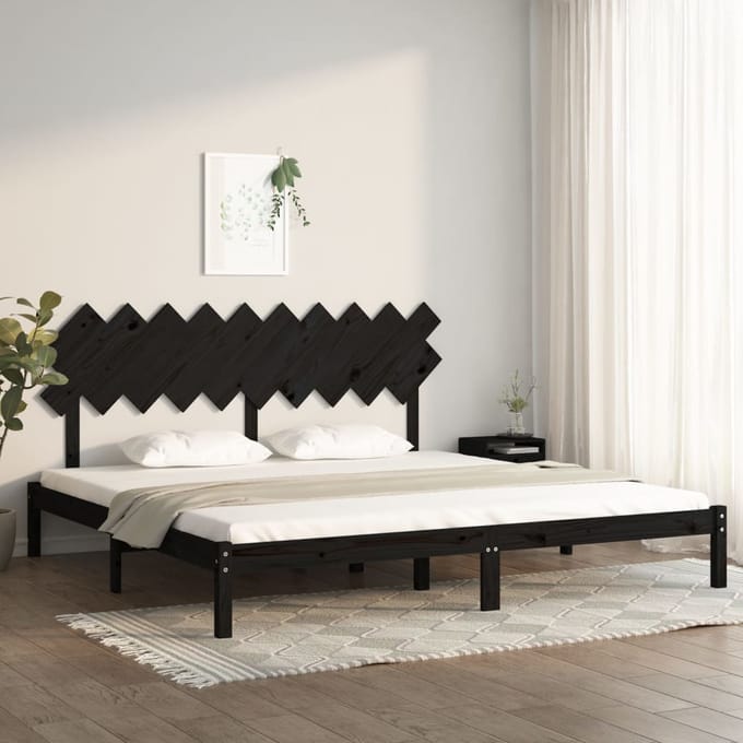vidaXL - Bedframe - massief - hout - zwart - 200x200 - cm