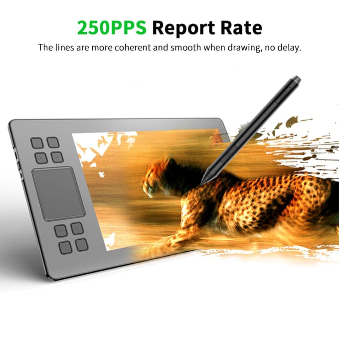 VEIKK A50 grafische tekentablet 10 x 6 inch groot actief gebied 8 sneltoetsen en gebaar-touchpad zwart