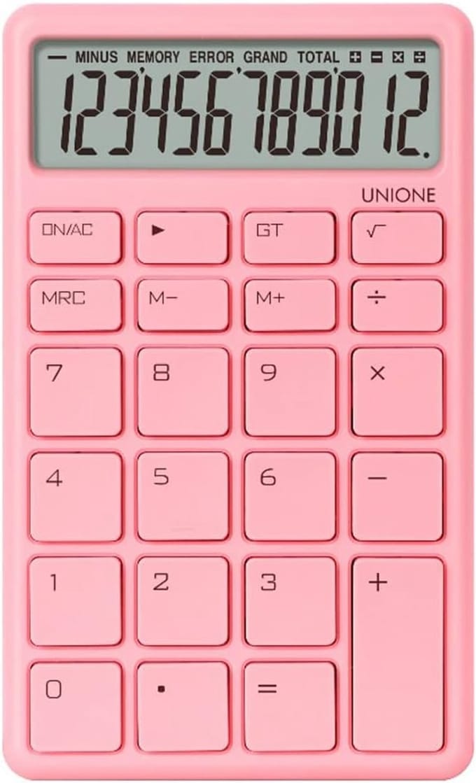 Roze Rekenmachine met Helder LCD Scherm voor Kantoor en School - Handheld en Desktop