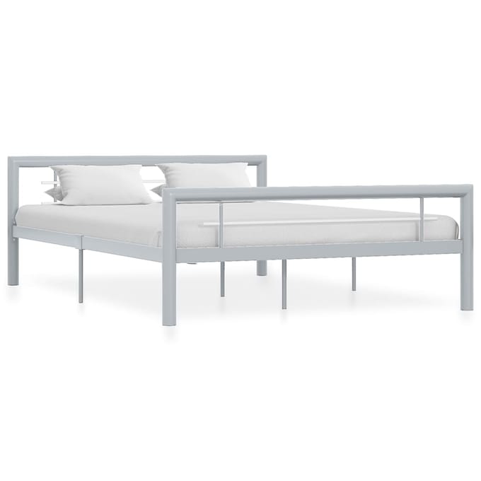 vidaXL - Bedframe - metaal - grijs - en - wit - 160x200 - cm