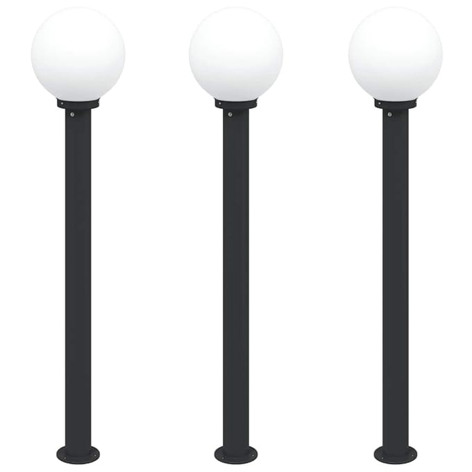 vidaXL Bolderverlichting 3 stuks 120 cm Zwart IP44