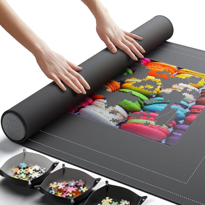 Oprolbare Puzzelmat met Sorteerbakken - Draagbare Opbergoplossing voor Legpuzzels tot 3000 Stukjes