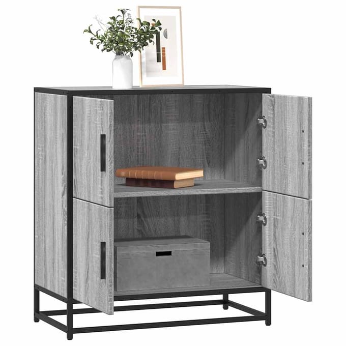 vidaXL - Dressoir - 68x35x76 - cm - bewerkt - hout - grijs - sonoma - eikenkleurig