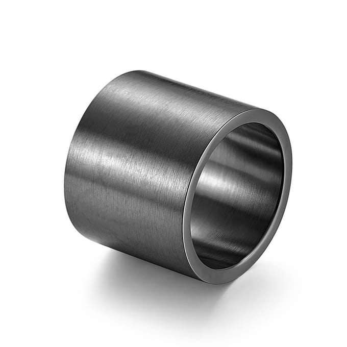 Europees en Amerikaans Stijl Titanium Staal Geborsteld Grote Lichte Plaat Ring 14# gray