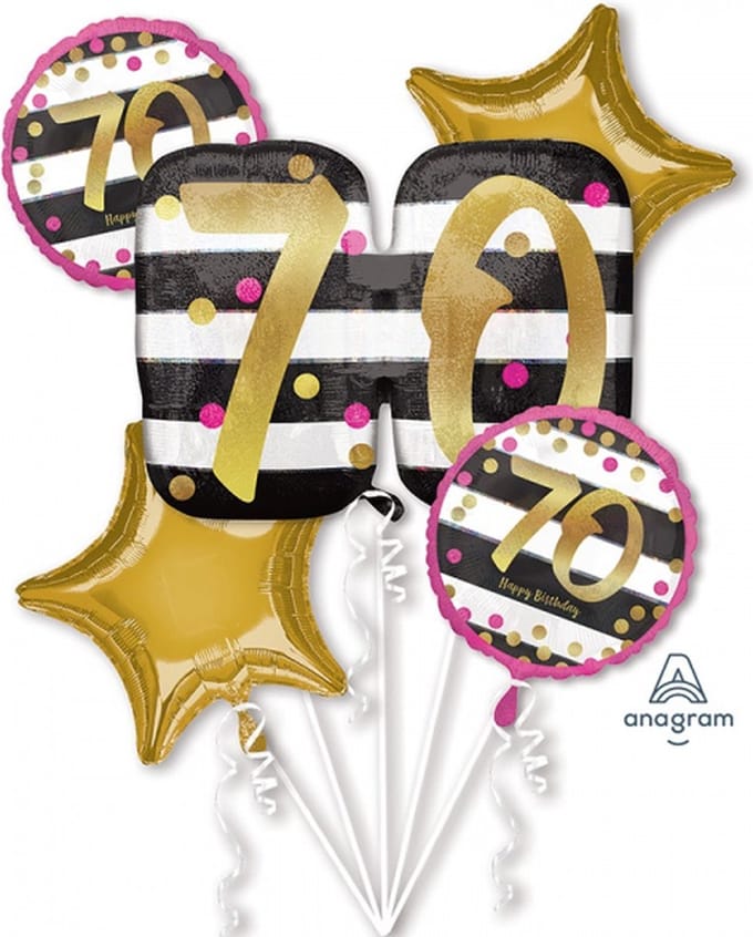 Amscan - Boeket Pink & Gold Milestone 70 Folie Ballon