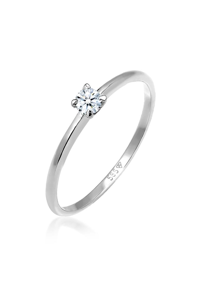 Elli PREMIUM - Ring - Solitär Verlobung Diamant (0.06 ct.) 585 Weißgold - Dames