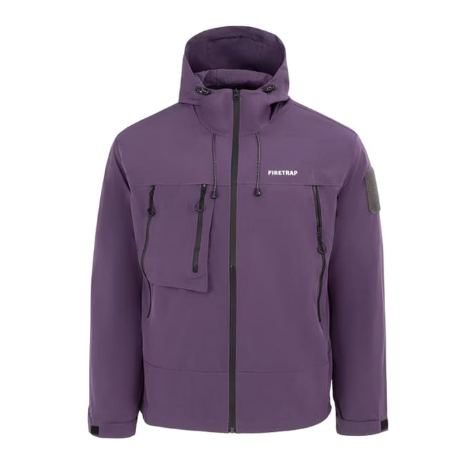 Firetrap Heren Winddichte Gewatteerde Windbreaker (Paars)