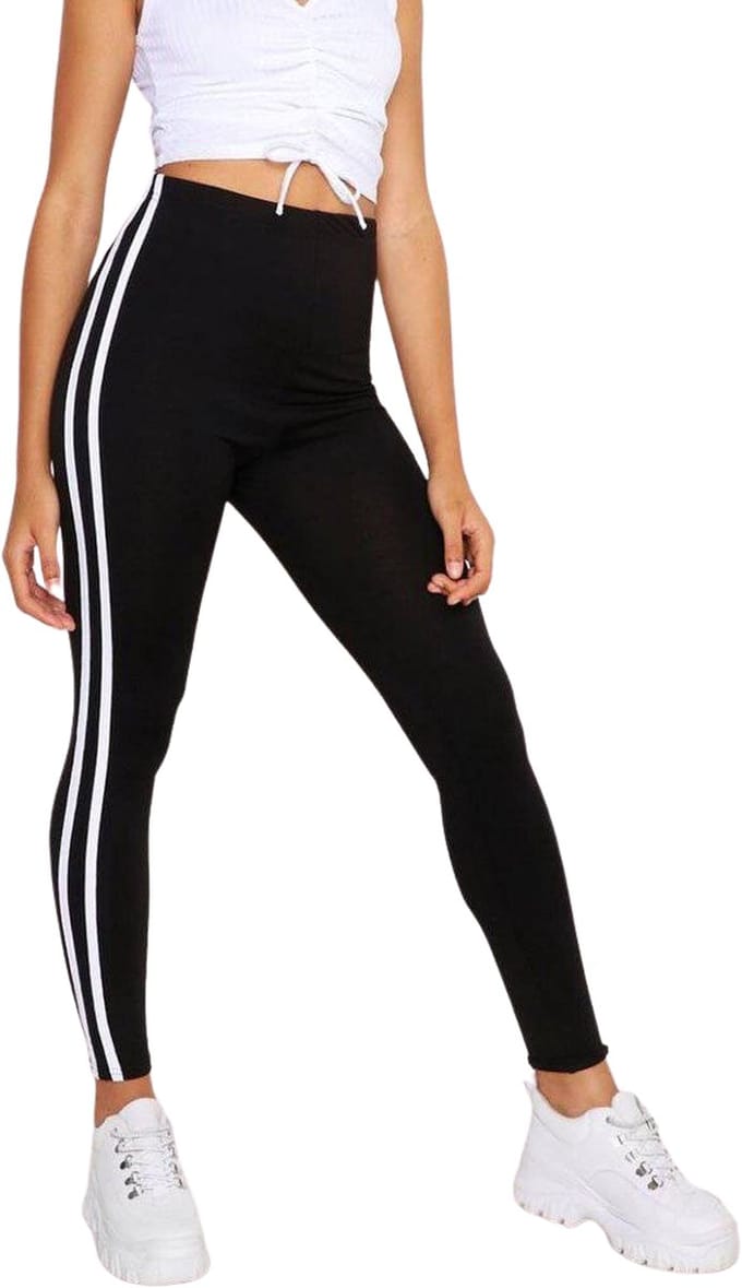 Comfortabele Sport Legging / Pants | Stretch & Kwaliteit | Zwart-Wit - L