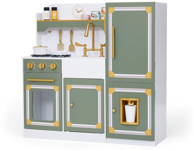Teamson Kids - Little Chef Versailles Luxe Speelkeuken met Speelaccessoires - Olijfgroen/Goud