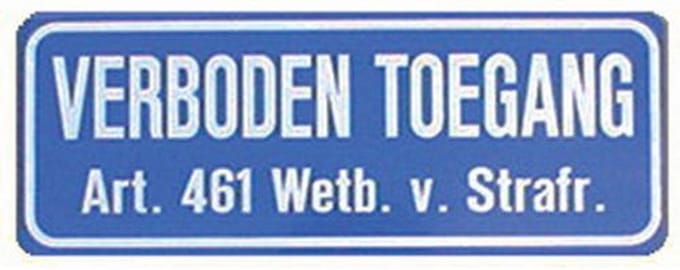 Bord verboden toegang metaal 35x12cm