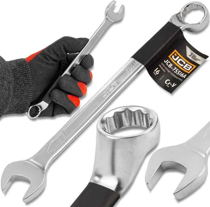JCB Ringsleutel 16mm 75° Gebogen Cr-V Staal
