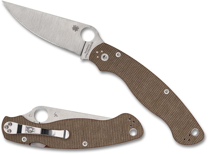 Spyderco Military 2 Brown Canvas Micarta CPM CRU-WEAR