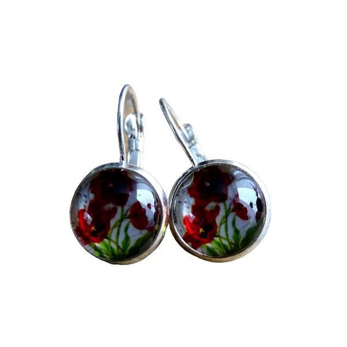 2 Love it Tulp K - Oorbellen - Groen - Rood -Wit - Zilverkleurig