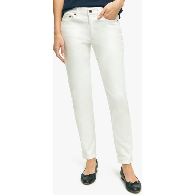Brooks Brothers Stretch Cotton Jeans White Maat: 8 | Straight Broeken Outlet | Dames | Wit