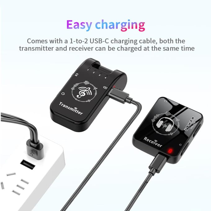2.4G Draadloos In-Ear Monitorsysteem 282 graden Draaibare Zender Draagbare Ontvanger met Kraagclip zwart