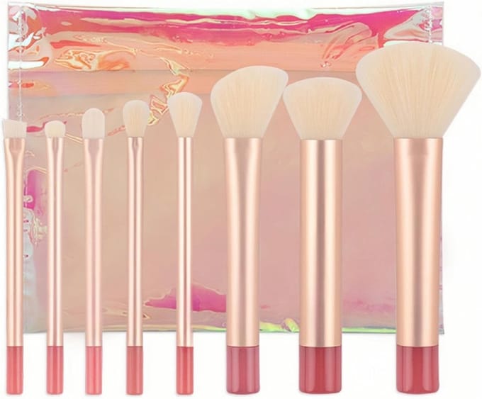 Professionele Make-up Borstelset met 8 Borstels en Tas, Ideaal voor Foundation, Concealer en Reizen