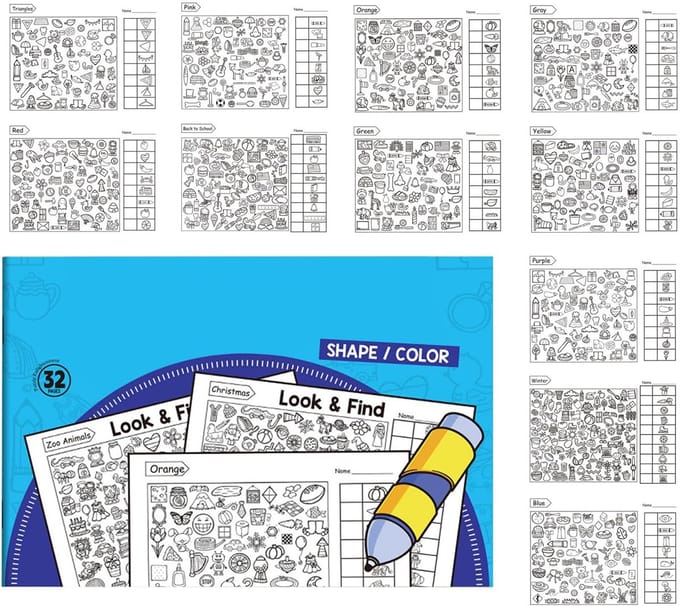 Zoekboek Kinderen - Activiteitenboek - Vroege Educatie - Interactief Zoekspel - 26 x 18 cm