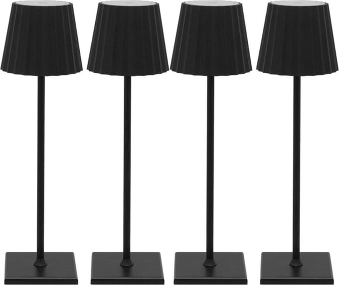 Oplaadbare Tafellamp - Dimbaar - Aluminium - Bureaulamp - 38CM - Zwart - 4 Stuks