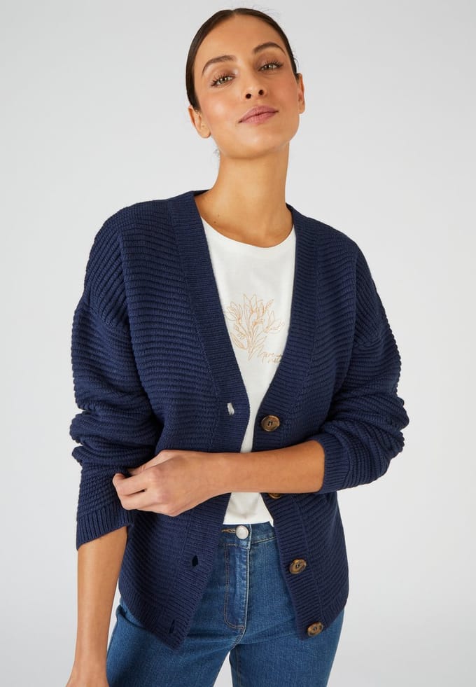 Damart - Ottomaans gebreid vest - Dames - Blauw - S