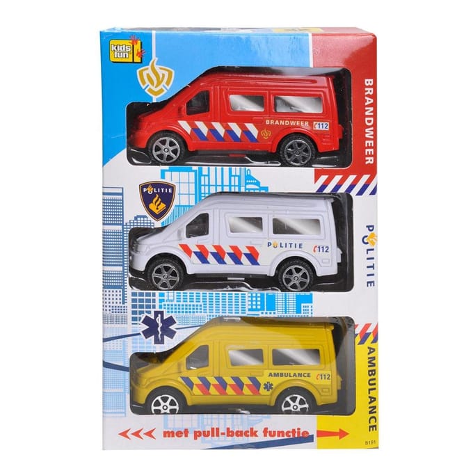 Jonotoys Reddingsdienstvoertuigen 3 Stuks 9,5 Cm Multicolor