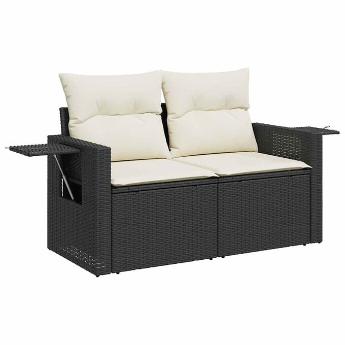 vidaXL - 5-delige - Loungeset - met - kussens - poly - rattan - zwart