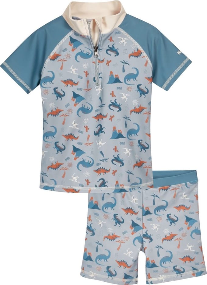 Playshoes Kinder UV-Schutz Bade-Set Dino allover Blau-122/128