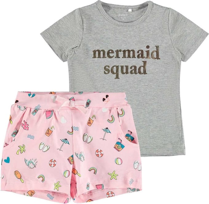 Name it t-shirt en short - grijs - NMFzofia - maat 92