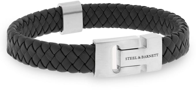 STEEL & BARNETT - Leren Armband Heren - Harrison - Zwart - Maat L