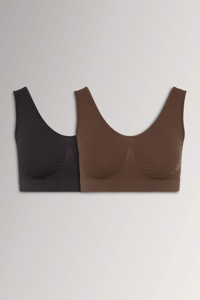 Yours Yourset 2Pack Zwarte En Bruine Naadloze Voorgevormde Bralettessize 62-64