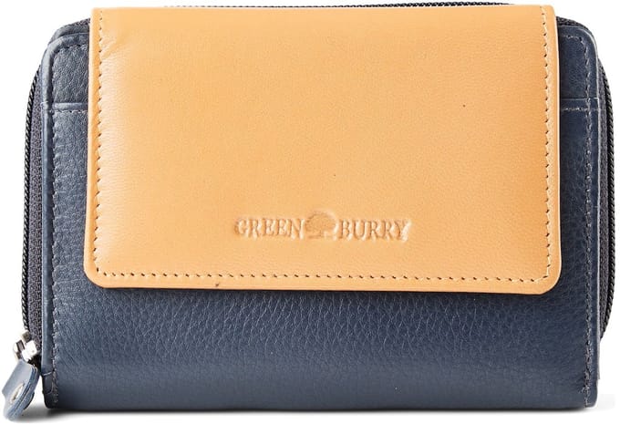 Greenburry Nappa Portemonnee RFID-bescherming Leer 14 cm - Dames - Horizontaal - nacy-tan