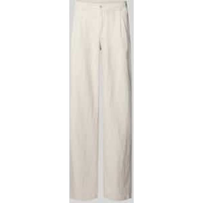 Bugatti Herren Broek met bandplooien, naturel linnenmix