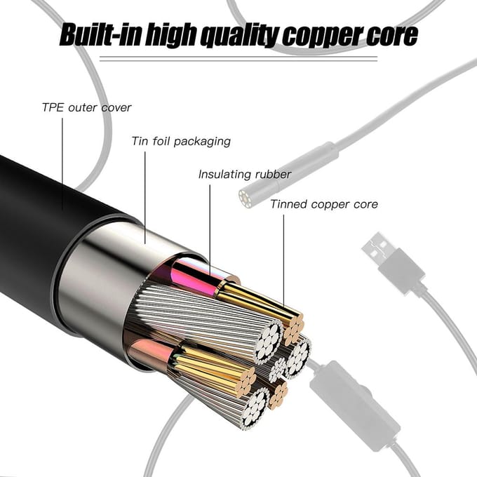 Caméra d'inspection endoscopique industrielle, 8 LED intégrées, objectif de 8mm avec 4.3 pouces 2m black