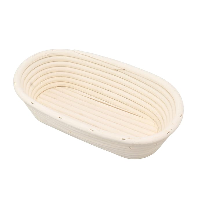 25cm Broodrijsmand Set Ovaal Natuurlijk Rotan Zuurdesem Riismand Deegschraper Doek white