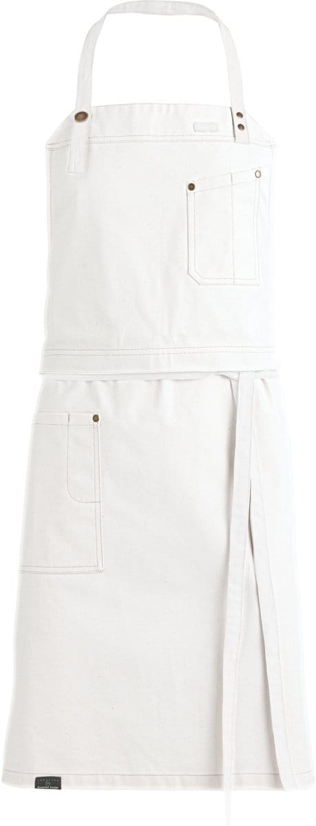 Kentaur Raw bib apron w. pockets 30360-152 - White - UNI