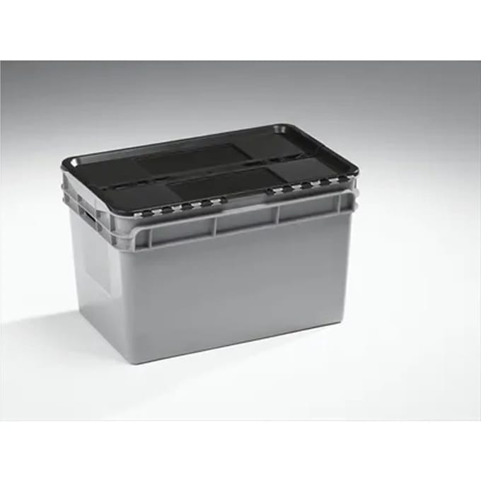 Distributiebak 600x400x374 Mm, 60 L. Grijs Met Scharnierdeksel