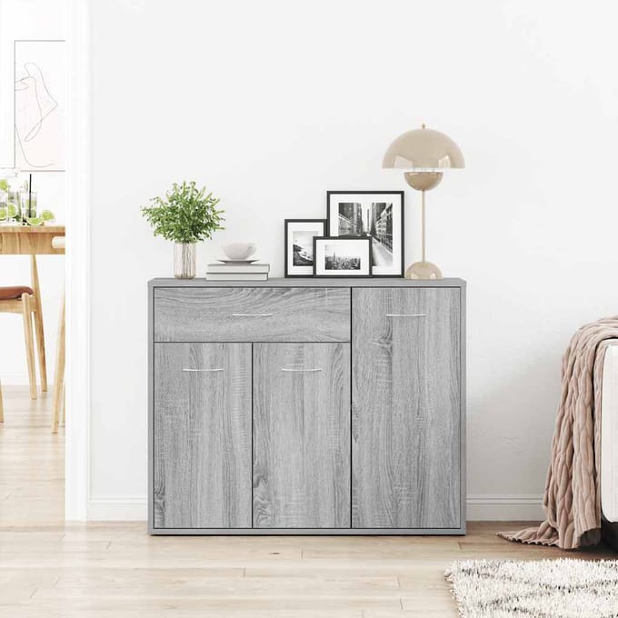 vidaXL - Dressoir - 88x30x70 - cm - bewerkt - hout - grijs - sonoma - eikenkleurig