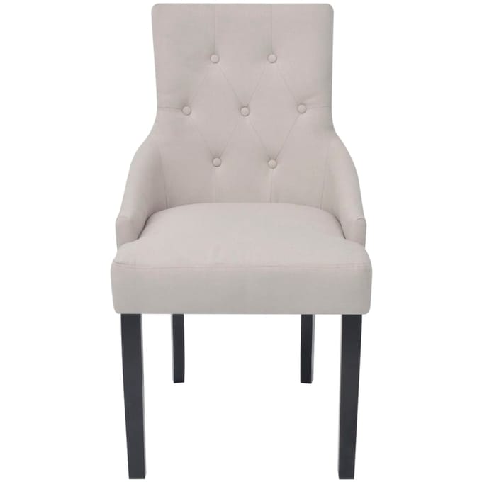 vidaXL - Eetkamerstoelen - 2 - st - stof - crèmegrijs